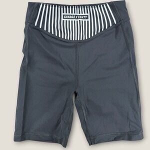 Savage X Fenty Sport Biker Shorts XS Black High Waist Logo Athletic Cycling